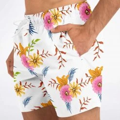 Subliminator White Summer Floral Swim Shorts