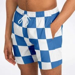 Subliminator Men Blue & White Large Check Swim Shorts 13 Subliminator Men Blue & White Large Check Swim Shorts
