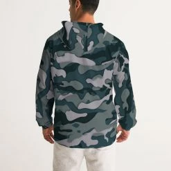 Harlow & Lloyd Green Camo Men's Windbreaker Hooded Jacket