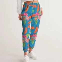 Harlow & Lloyd Tropical Flower Power Blue Lightweight Women's Track Pants