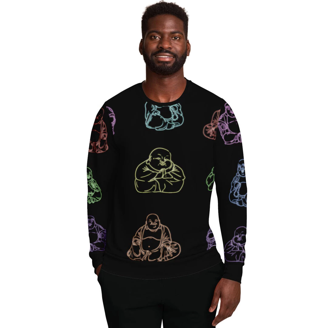 Subliminator Neon Buddhas Black Unisex Fleece Sweatshirt Sweatshirts & Pullovers 6 Subliminator Neon Buddhas Black Unisex Fleece Sweatshirt Sweatshirts & Pullovers