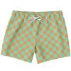 Subliminator Men Green & Orange Check Swim Shorts
