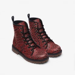 Harlow & Lloyd Red Snake Print Lace Up Boots