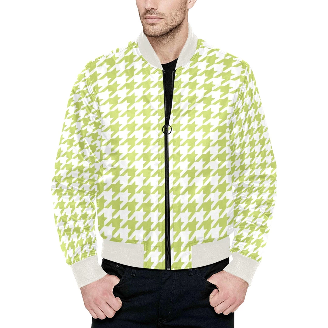 Harlow & Lloyd Lime Houndstooth Quilted Bomber Jacket 4 Harlow & Lloyd Lime Houndstooth Quilted Bomber Jacket
