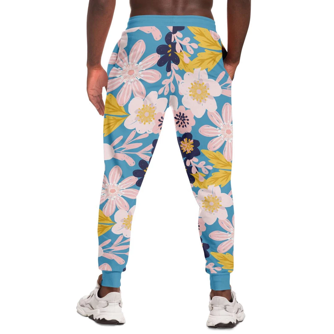 Subliminator Blue Frisky Floral Unisex Fleece Joggers 8 Subliminator Blue Frisky Floral Unisex Fleece Joggers
