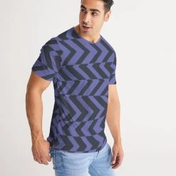 Harlow & Lloyd Blue Violet Charcoal Abstract Striped Men's T Shirt T Shirts & Tanks