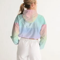 Harlow & Lloyd Soft Rainbow Cropped Windbreaker Jacket
