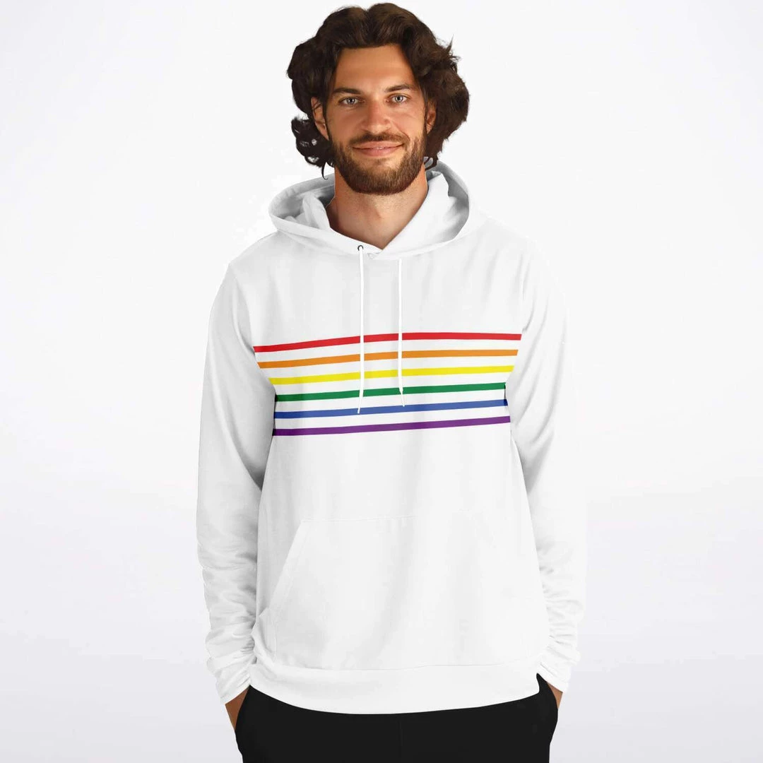 Subliminator Rainbow Thin Stripes Unisex Hoodie 7 Subliminator Rainbow Thin Stripes Unisex Hoodie