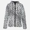 Harlow & Lloyd Jackets Black & White Leopard Print Lightweight Womens Hooded Puffer Jacket