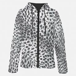 Harlow & Lloyd Jackets Black & White Leopard Print Lightweight Womens Hooded Puffer Jacket