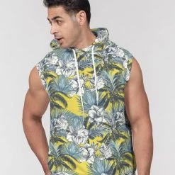 Harlow & Lloyd Hoodies Yellow Tropics Men's Premium Heavyweight Sleeveless Hoodie