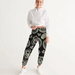 Harlow & Lloyd Black & Bone Paisley Lightweight Women's Track Pants Pants & Joggers