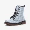 Harlow & Lloyd Pale Blue Houndstooth Check Lace Up Boots