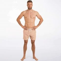 Subliminator Orange Geometric Pattern Swim Shorts 16 Subliminator Orange Geometric Pattern Swim Shorts