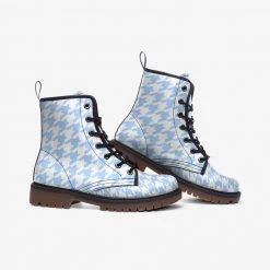 Harlow & Lloyd Pale Blue Houndstooth Check Lace Up Boots