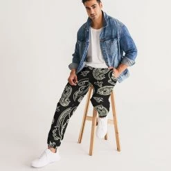 Harlow & Lloyd Black & Bone Paisley Men's Lightweight Track Pants Pants & Joggers 14 Harlow & Lloyd Black & Bone Paisley Men's Lightweight Track Pants Pants & Joggers