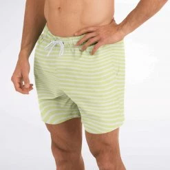 Subliminator Lime Wave Stripes Swim Shorts Men