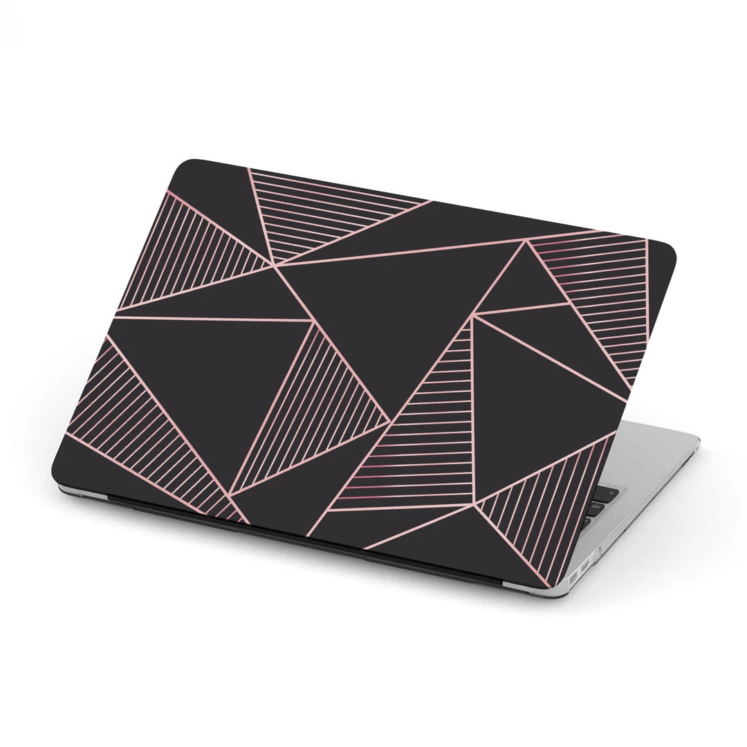 Harlow & Lloyd Macbook Cases Macbook Hard Shell Case - Black & Pink Geometric 3 Harlow & Lloyd Macbook Cases Macbook Hard Shell Case - Black & Pink Geometric