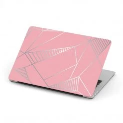 Harlow & Lloyd Macbook Hard Shell Case - Pink & Silver Geometric Macbook Cases