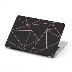 Harlow & Lloyd Personalized Macbook Hard Shell Case - Black & Pink Simple Geometric