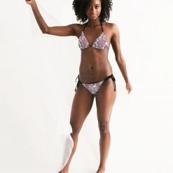 Harlow & Lloyd Purple Cream Paisley Women's Triangle String Bikini 9 Harlow & Lloyd Purple Cream Paisley Women's Triangle String Bikini