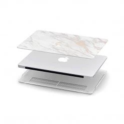 Harlow & Lloyd Macbook Cases Macbook Hard Shell Case - White Rose & Gold Marble