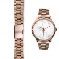 Wc-fulfillment Accessories Paris Unisex Rose Gold Watch - White Marble 18 Wc-fulfillment Accessories Paris Unisex Rose Gold Watch - White Marble