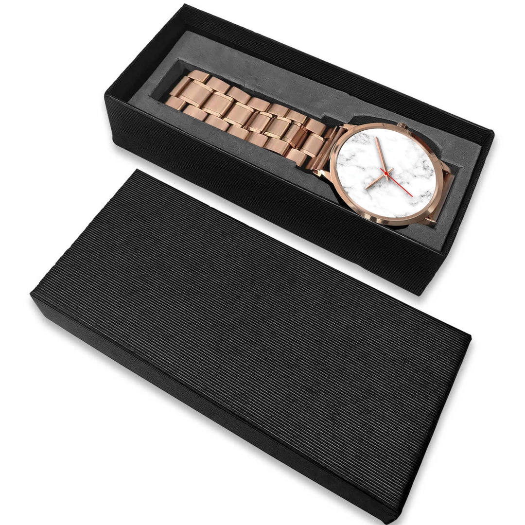 Wc-fulfillment Accessories Paris Unisex Rose Gold Watch - White Marble 7 Wc-fulfillment Accessories Paris Unisex Rose Gold Watch - White Marble