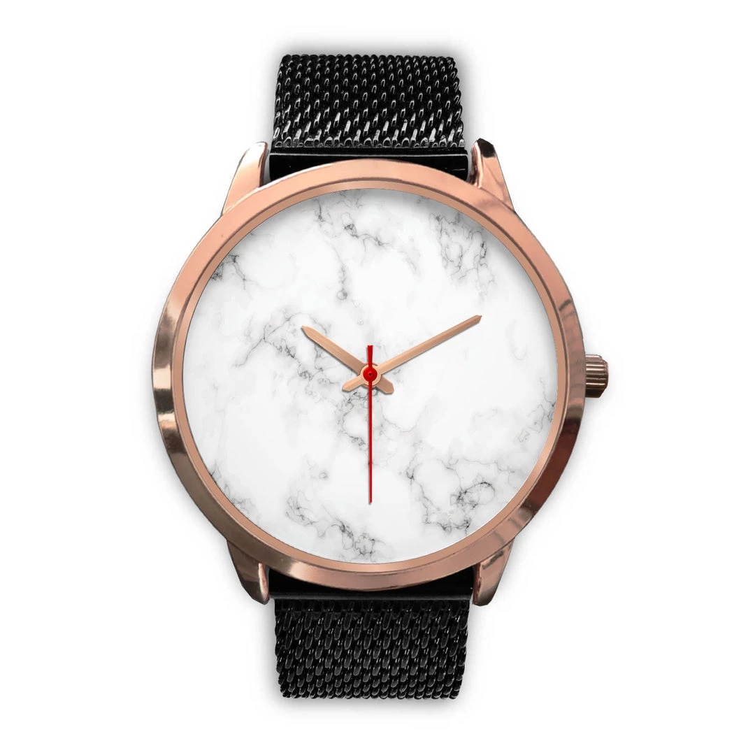 Wc-fulfillment Accessories Paris Unisex Rose Gold Watch - White Marble 12 Wc-fulfillment Accessories Paris Unisex Rose Gold Watch - White Marble