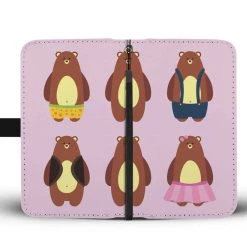 Wc-fulfillment Cute Bear Family Phone Wallet Case