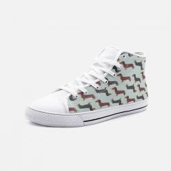 Harlow & Lloyd Dachshund Mint Green High Top Unisex Canvas Shoes