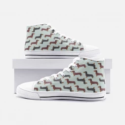 Harlow & Lloyd Dachshund Mint Green High Top Unisex Canvas Shoes