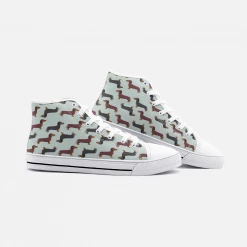 Harlow & Lloyd Dachshund Mint Green High Top Unisex Canvas Shoes