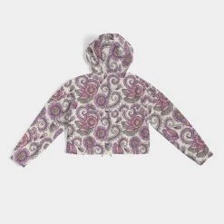 Harlow & Lloyd Purple Cream Paisley Women's Cropped Windbreaker