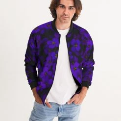 Harlow & Lloyd Jackets Midnight Purple Flower Men's Bomber Jacket 9 Harlow & Lloyd Jackets Midnight Purple Flower Men's Bomber Jacket