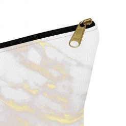 Harlow & Lloyd Personalized Cosmetic Bag / Accessory Pouch In White Marble & Gold Bags 25 Harlow & Lloyd Personalized Cosmetic Bag / Accessory Pouch In White Marble & Gold Bags