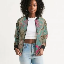 Harlow & Lloyd Vintage Bird & Tropical Palm Women's Bomber Jacket Jackets