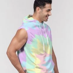 Harlow & Lloyd Hoodies Pastel Smash Tie Dye Men's Premium Heavyweight Sleeveless Hoodie