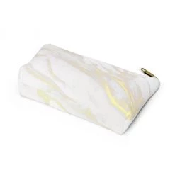 Harlow & Lloyd Personalized Cosmetic Bag / Accessory Pouch In White Marble & Gold Bags 18 Harlow & Lloyd Personalized Cosmetic Bag / Accessory Pouch In White Marble & Gold Bags