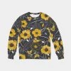 Harlow & Lloyd Yellow Flowers & Tropical Leaves Charcoal French Terry Crewneck Pullover Sweatshirt