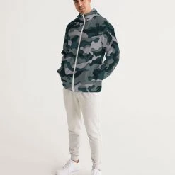 Harlow & Lloyd Green Camo Men's Windbreaker Hooded Jacket
