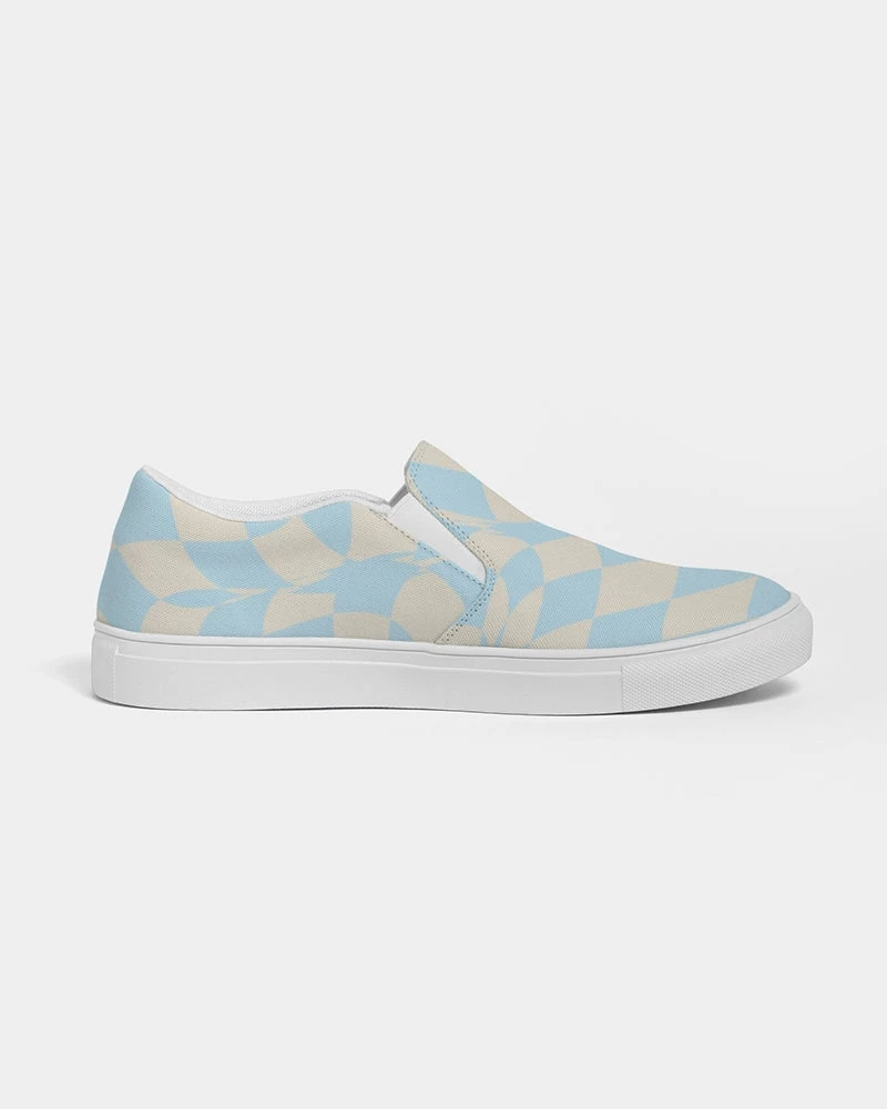 Harlow & Lloyd Blue & Vanilla Ripple Check Men's Slip On Canvas Shoe Shoes 6 Harlow & Lloyd Blue & Vanilla Ripple Check Men's Slip On Canvas Shoe Shoes