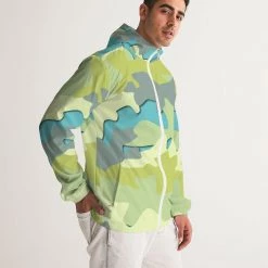 Harlow & Lloyd Jackets Blue Camo Men's Hooded Windbreaker Jacket