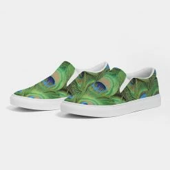 Harlow & Lloyd Shoes Stunning Peacock Women's Slip-On Canvas Shoe