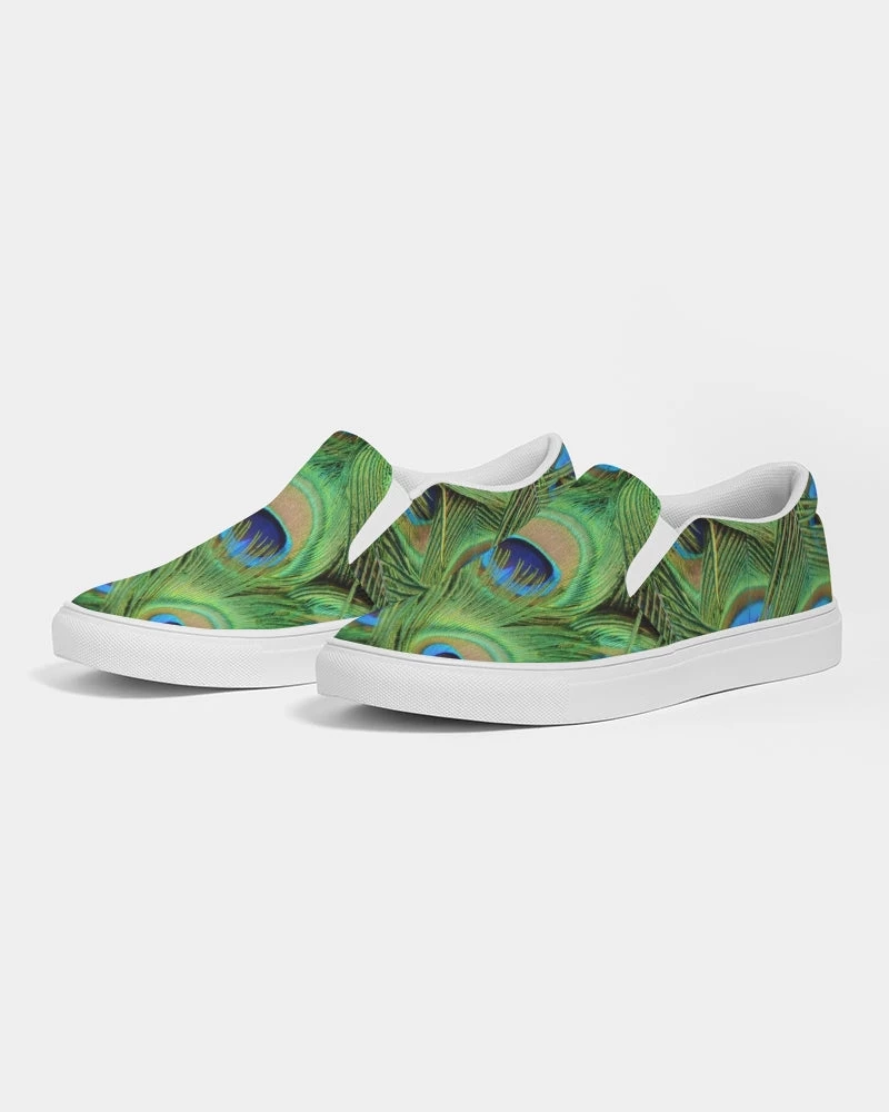 Harlow & Lloyd Shoes Stunning Peacock Women's Slip-On Canvas Shoe 3 Harlow & Lloyd Shoes Stunning Peacock Women's Slip-On Canvas Shoe