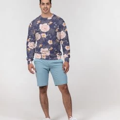 Harlow & Lloyd Orange Peonies Floral Orient Blue Men's French Terry Pullover Sweatshirt Sweatshirts & Pullovers 11 Harlow & Lloyd Orange Peonies Floral Orient Blue Men's French Terry Pullover Sweatshirt Sweatshirts & Pullovers