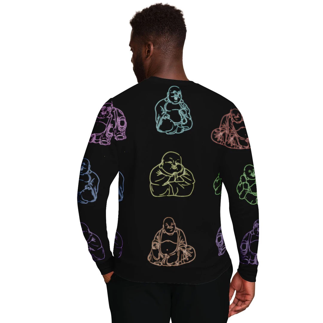 Subliminator Neon Buddhas Black Unisex Fleece Sweatshirt Sweatshirts & Pullovers 4 Subliminator Neon Buddhas Black Unisex Fleece Sweatshirt Sweatshirts & Pullovers