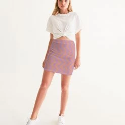 Harlow & Lloyd Peach & Orchid Stripe Women's Mini Skirt 9 Harlow & Lloyd Peach & Orchid Stripe Women's Mini Skirt