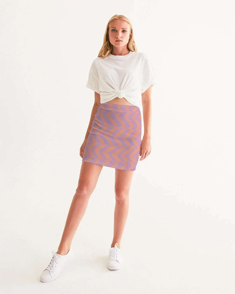 Harlow & Lloyd Peach & Orchid Stripe Women's Mini Skirt 6 Harlow & Lloyd Peach & Orchid Stripe Women's Mini Skirt