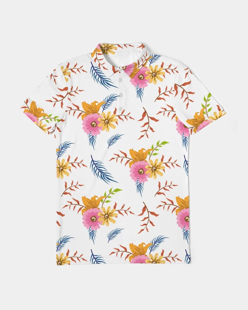 Harlow & Lloyd T Shirts & Tanks White Summer Floral Men's Slim Fit Short Sleeve Polo 4 Harlow & Lloyd T Shirts & Tanks White Summer Floral Men's Slim Fit Short Sleeve Polo